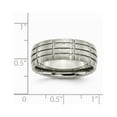 thumbnail image 4 of Titanium Brushed Polished Grooved 8mm Satin Band Ring Size 10 -  Jewelry Gift for Mom, 4 of 8