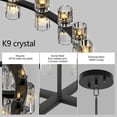 thumbnail image 2 of Kadyn 36inch Pendant Ceiling Light Fixture Chandelier with Luxury Crystal and Decorative Lights Simple LED Lighting for Living Room, Dining Room, Home Decor, Black (Bulbs Included), 2 of 8
