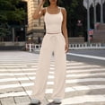 thumbnail image 4 of Miluxas 2 Piece Outfits for Women Sleeveless Cami Top and Wide Leg Sweatpants Soft Casualwear Set Beige, 4 of 6