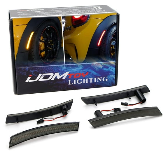 Smoked Lens Amber/Red Full LED Side Marker Light Kit For 2002-2008 Gen1 MINI Cooper R50 R52 R53, Powered by Total 120-SMD LED, Replace OEM Sidemarker Lamps