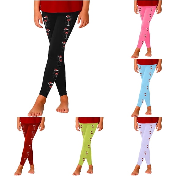 Toddler Girl Pants Fashion Print Tapered Athletic Jogger Pants Stretchable Long Leggings Size 3-4T ,Black