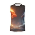 thumbnail image 6 of Lsque Red And Blue Fire Dragon D Print Men's Cotton Blend Sleeveless Muscle Shirts (S-3XL)- Moisture Wicking, Odor Protection, UPF 30+,Large, 6 of 8
