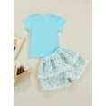 thumbnail image 4 of SAYOO Girl's Two-Piece Suit Short Sleeve Round Neck Tops + Floral Print Skirt Shorts for Birthday Party, 4 of 9
