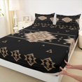 thumbnail image 5 of Manfei Boho Aztec Queen Sheets, Black Beige Tribal Geometric Queen Sheet Sets, Black Reversible 4-Piece1 Flat Sheet + 1 Fitted Sheet + 2 Pillowcases, 5 of 6
