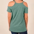 thumbnail image 5 of Brilliant Women Tops Women's Summer Solid Short Sleeve Top Off Shoulder V-Neck Casual Lace Up T-Shirt clothes under $10.00, 5 of 8