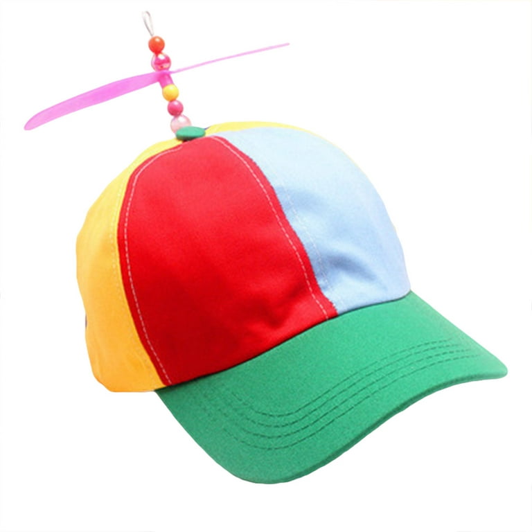 1 PCS Men Women Adult Propeller Hat Colorful Patchwork Funny Baseball Hats  Propeller Bamboo Dragonfly Sun Hat Casquette Snapback(Yellow+Red+Blue) 