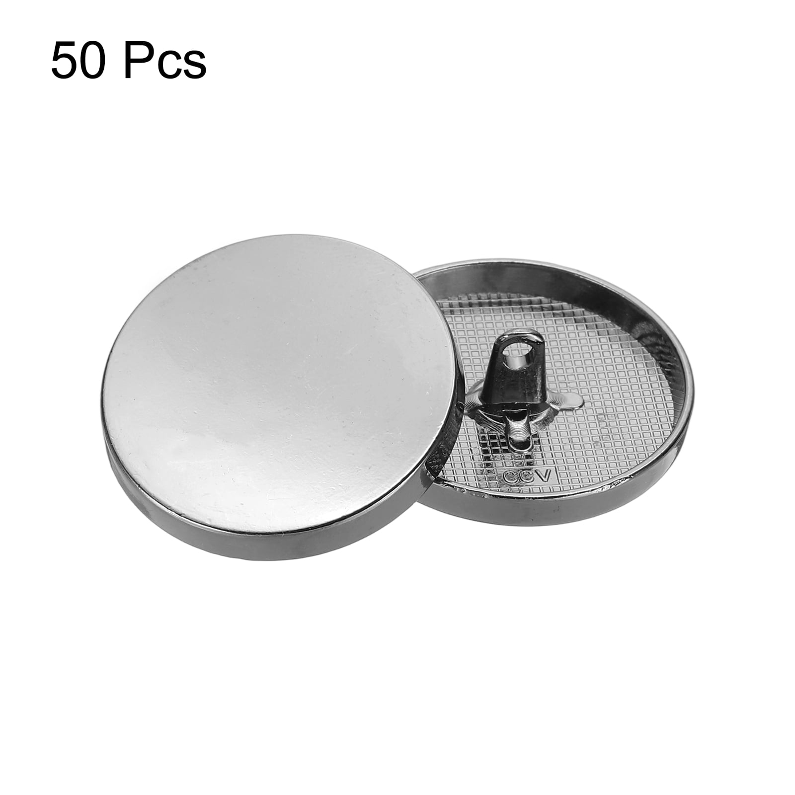 50pcs 48L Metal Round Flat Sewing Buttons 30mm Alloy Shank Craft Replacement Button for Men Women Suit Woolen Coat Shirt Trousers Sewing Crafts, Black