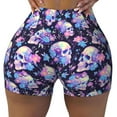thumbnail image 2 of Goofa cool flower Skull Printed Workout Shorts Women Seamless Scrunch Butt Lifting High Waisted Gym Booty Shorts Elastic Workout Shorts-Medium, 2 of 8