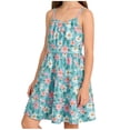 thumbnail image 4 of Sleeveless Summer Dresses Girls Spaghetti Strap Floral Vacation Tiered Dresses Casual Going Out Beach Outfits Green, 10 Years, 4 of 6