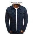 thumbnail image 3 of Qarigey Chaqueta vaquera con cuello vuelto para hombre de moda de poliéster para ropa de otoño Chaquetas vaqueras para hombre Camisetas azul oscuro XL, 3 of 6