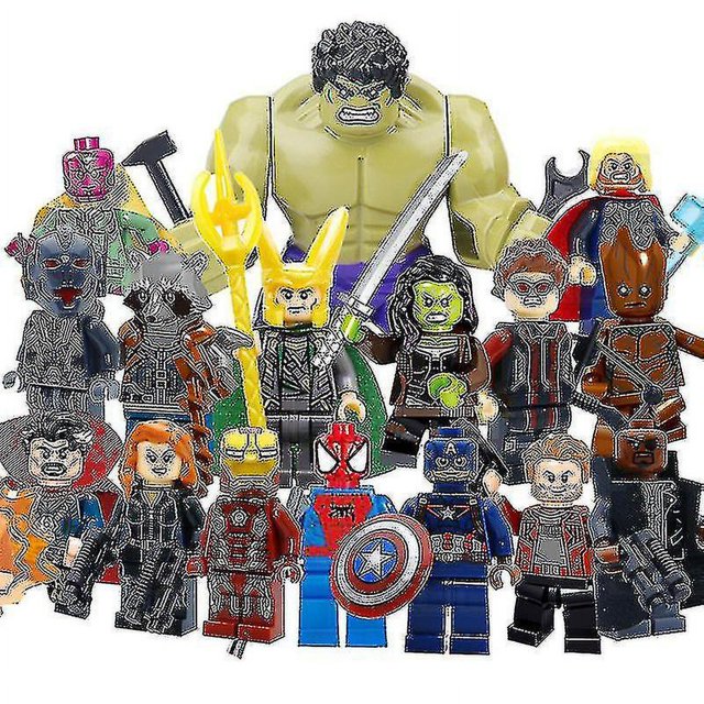 16 piezas Marvel Avengers Super Hero Comic Mini figuras Dc Minifigure regalo para niños