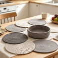 thumbnail image 3 of Surpdew Woven Cotton Rope Round Placemats Set of 5 Pcs with Holder Heat Resistant Placemats, Handmade Boho Woven 8" Placemats,Non-Slip Place Mats for Your Perfect Table Decor, 3 of 7