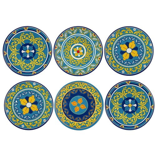 Melange Gardens Of Italy 6 Piece Melamine Dinner Plate Set Walmart Com Walmart Com