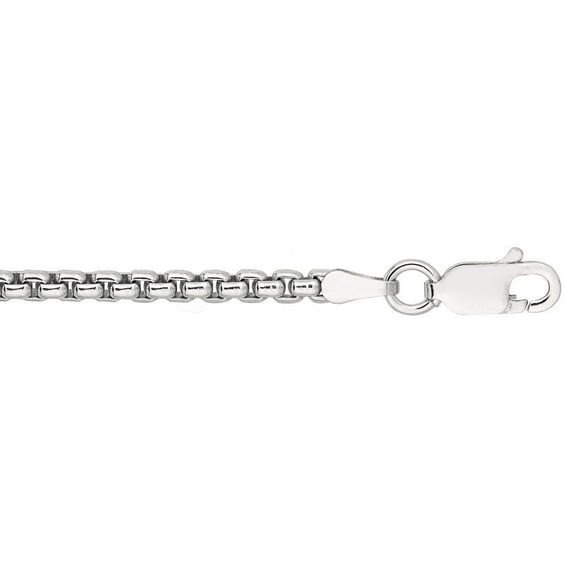 Sterling Silver Rhodium Finish 2.0mm Sparkle-Cut Round Box Chain Lobster Clasp Necklace - 24 Inch