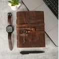 thumbnail image 6 of Handmade Leather Journal 8 x 6 Inch – Lined Deckle Edge Paper Writing Notebook with Vintage Key, Gift for Men and Women, 6 of 9