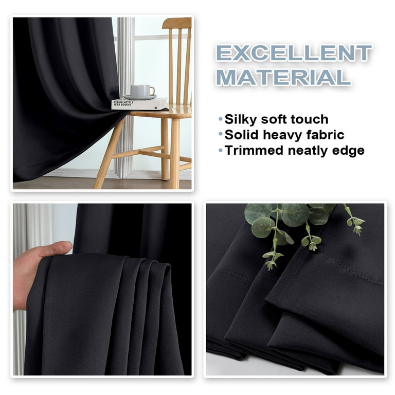OVZME Blackout Curtains, 40"W x 84"L, Black, Set of 2 photo 6