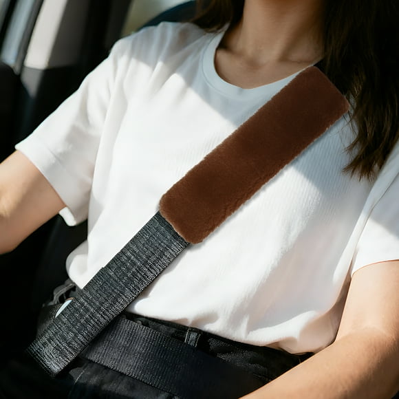 Uxcell Car Seat Belt Cover Pad, (Coffee) (2 Pcs), Soft Fluffy Seatbelt Cushion Shoulder Strap Covers, Suit for - Bag/Auto/Car Accessories