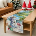 thumbnail image 6 of Christmas Table Runner Snowman Poinsettia Flower Table Runners Beach Ocean Palm Tree Cotton Linen Dresser Scarf Kitchen Dining Table Decor for Christmas Holiday Party Decor 13x36 Inch, 6 of 8