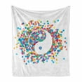 thumbnail image 1 of Ying Yang Soft Flannel Fleece Throw Blanket, Rainbow Color Effect Graphic Design on Ying Yang Sign Themed Peace, Cozy Plush for Indoor and Outdoor Use, 70" x 90", Multicolor, by Ambesonne, 1 of 6