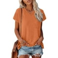thumbnail image 5 of Uooqdmx Lightweight Tops & Blouses, Womens Tops Casual, Going Out Tops for Women, Womens T Shirts Loose Fit, Short Sleeve Shirts for Women, Orange XXL, 5 of 8