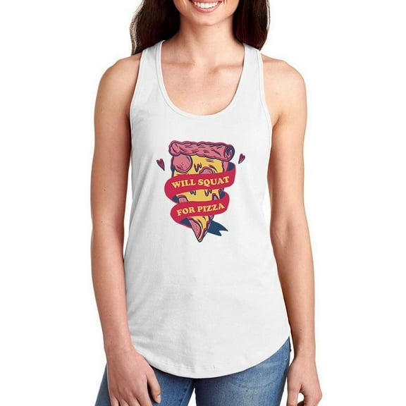 Will Squat For Pizza Racerback Tank Women -Smartprints Designs, Female x-Large