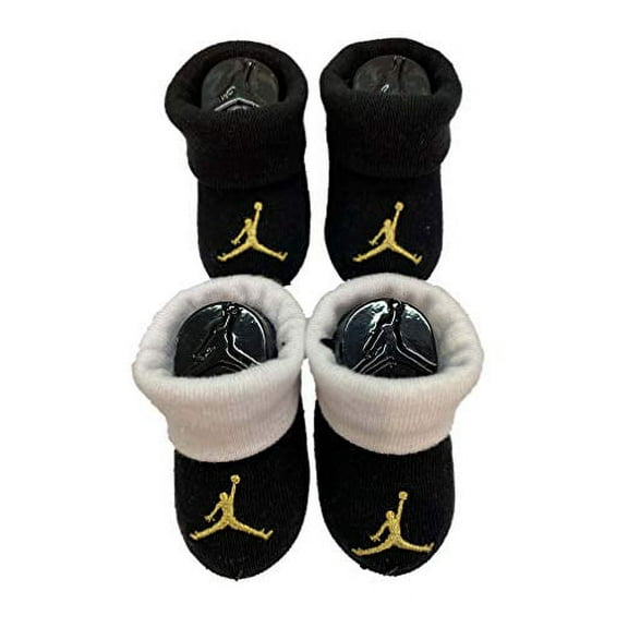 Nike Jordan Baby Booties Socks 2 Pack (Baseball Black/White/Red, 0-6 Months)