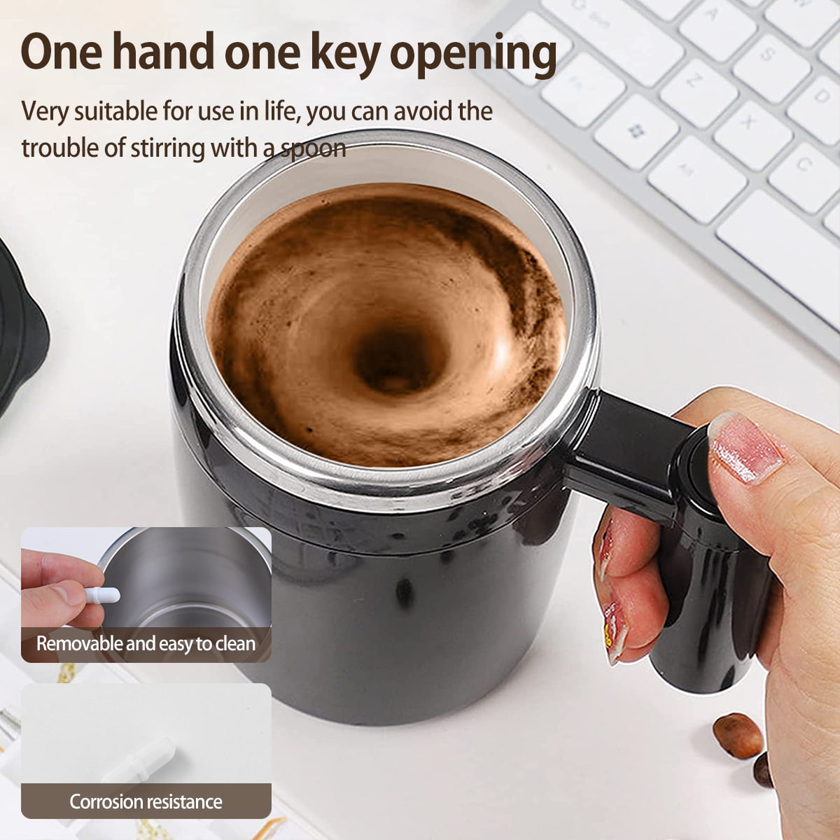  FCSWEET Self Stirring Mug,Rechargeable Auto Magnetic
