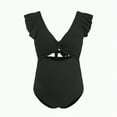 thumbnail image 5 of TOWED22 Women's One Piece Swimsuit Maternity Wrapped Front Ruched Pregnancy Bathing Suit Back Hook Cutout(Z01-Black,XL), 5 of 7