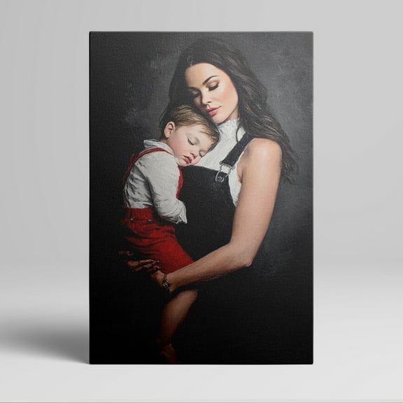 1pc Heart - warming Mother and Sleeping Child Framed Canvas Art, Decor room hanging Wall Picture Decor for Home Gifts, living room, bathroom, bedroom, kitchen wall art decor canvas wall art