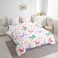 thumbnail image 4 of Manfei Chic Butterfly 7pcs Bedding Comforter Set,Rainbow Rustic Floral Queen Bedding Sets,Purple Blue White Queen Sheet Sets For Girls Kids,Breathable Home Decor Reversible, 4 of 9