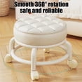 thumbnail image 4 of Heavy-Duty Rolling Stool - 368° Swivel Wheels Ergonomic Cushioned Seat Mobile Work Stool Kitchen Craft Station Compact Home Stool(White-B), 4 of 6