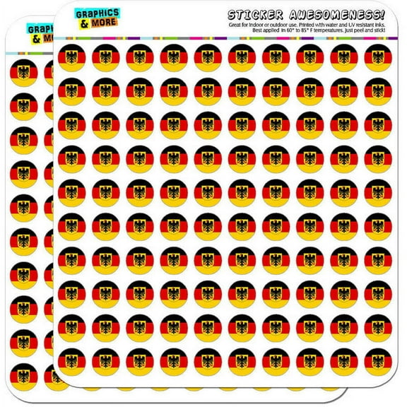 Germany with Crest National Country Flag 200 1/2" (0.5") Planner Calendar Scrapbooking Crafting Stickers