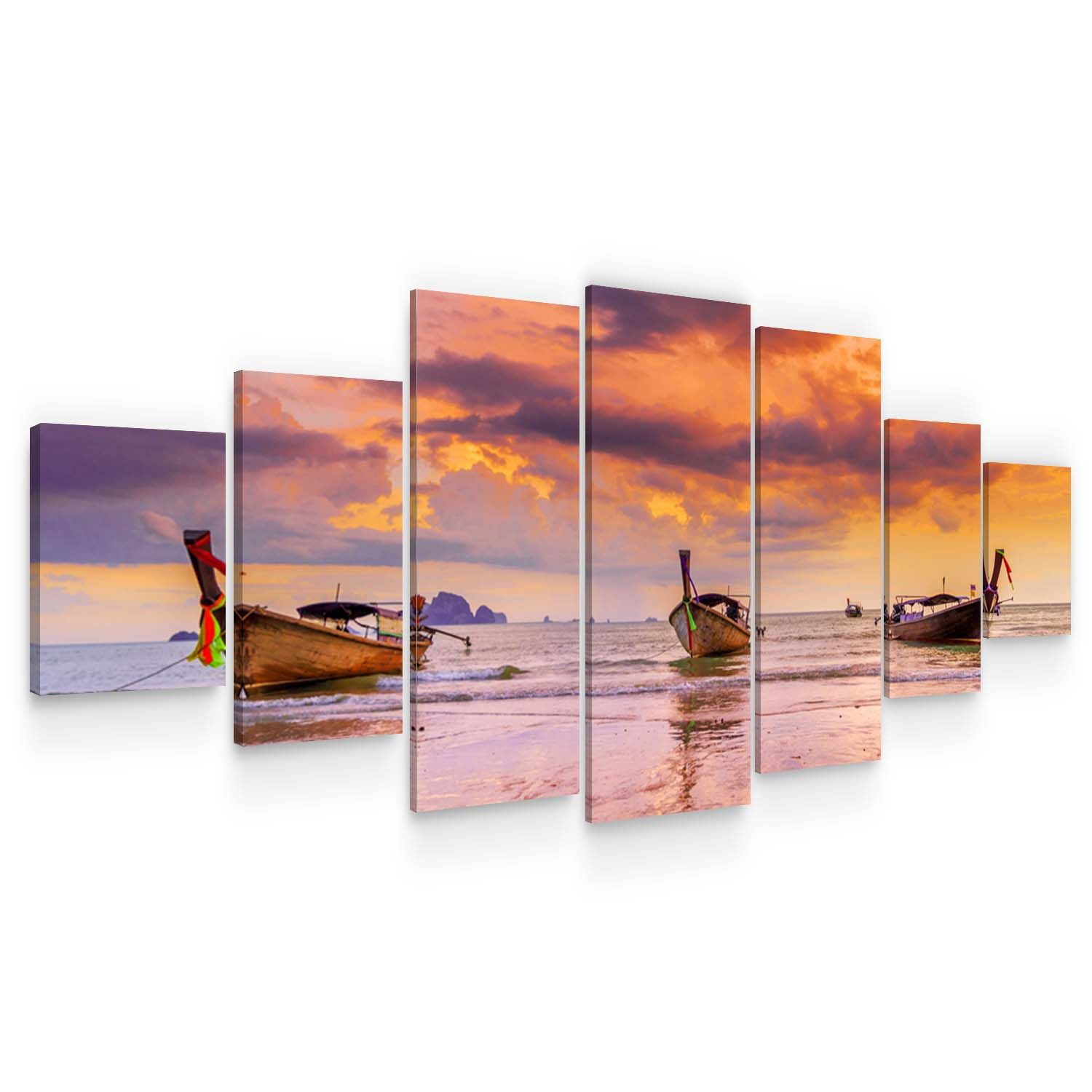 Startonight Canvas Wall Art Purple Beach， Beach Framed Wall Art