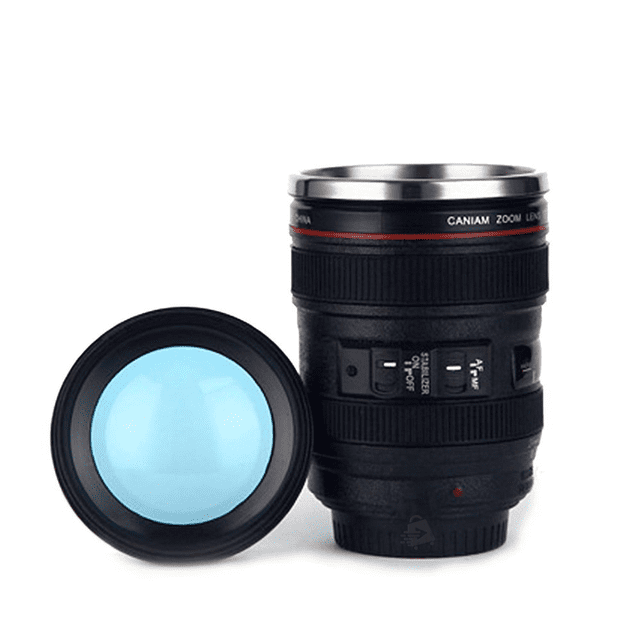 Termo JustClick MX Para Líquidos en Forma de lente de Cámara acero inoxidable 350ml