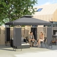 thumbnail image 2 of Outsunny Pavillon à Auvent 10 x 10 Pi, Pavillon Extérieur à Double Toit, Gris Foncé, 2 of 10