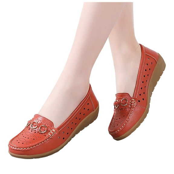Women's Wedge Slip on Penny Loafers Breathable Hollow out Casual Boat Shoes Comfortable Walking Sneakers