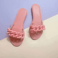 thumbnail image 2 of Rush Women Sandals Beach Open Toe Flat Slippers Transparent Fashion Colorful Chain Clear Slide Flip Flops Slip on Outdoor Beach ----- Pink （Size 43） S1689, 2 of 5