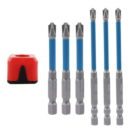 

BUYISI 6PCS 65/110mm Slotted Cross Screwdriver Bit for Electrician FPH2 with Magnetizer
