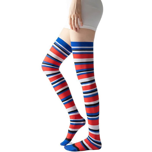 Circulation Compression Socks for Women Men Striped Colorful Printed Non Slip Stretch Over Knee Stockings Breathable Casual Socks