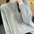 thumbnail image 6 of AGWOLF Lightweight Sweaters for Women Cozy Lightweight Knit Jumper Tops Casual Sideling Button Long Sleeve Pullover, 6 of 6