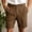 Brown, variant on Men's Summer Slim Buckle Shorts Solid Color Casual Cargo Short Classic Linens Button Straight Short Pants