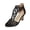 Black, variant on Womens Pumps Cutout Breathable Lace Summer Booties Peep Toe Back Zipper Kitten Heel Sandals