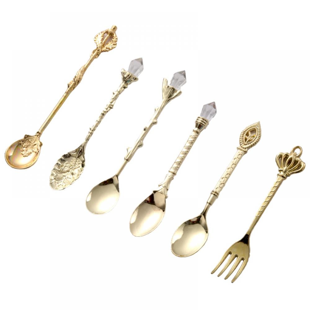 Vintage Crystal Coffee Spoon Ice Cream Dessert Scoop Party Flatware Spoons Fork 