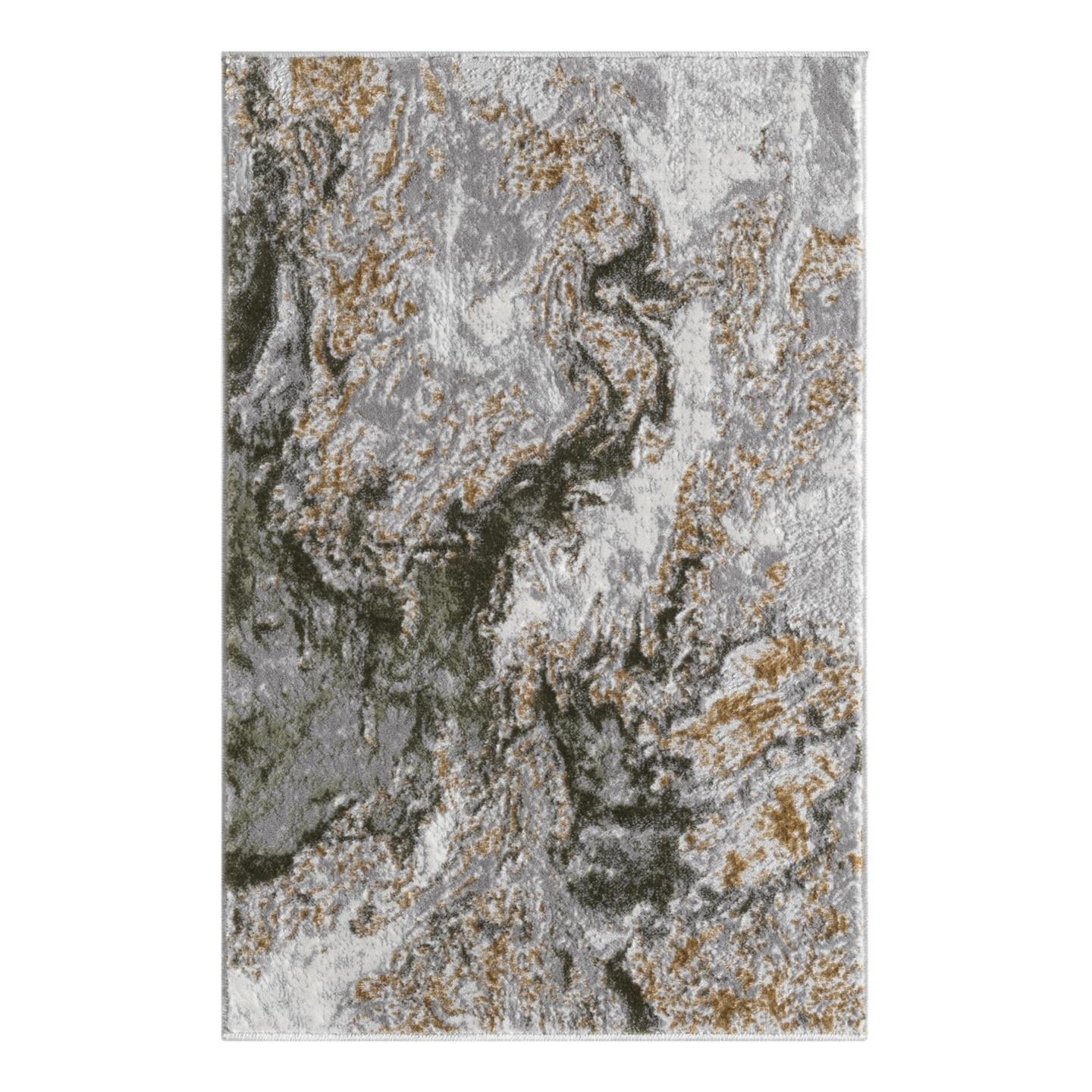 Luxe Weavers Marble Swirl Collection Green Abstract Area Rug 2x3