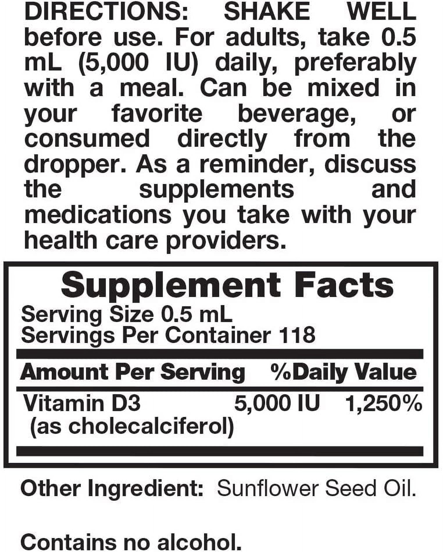 Nature's Truth Vitamin D Liquid 5000 IU, 2 oz (Pack of 3)