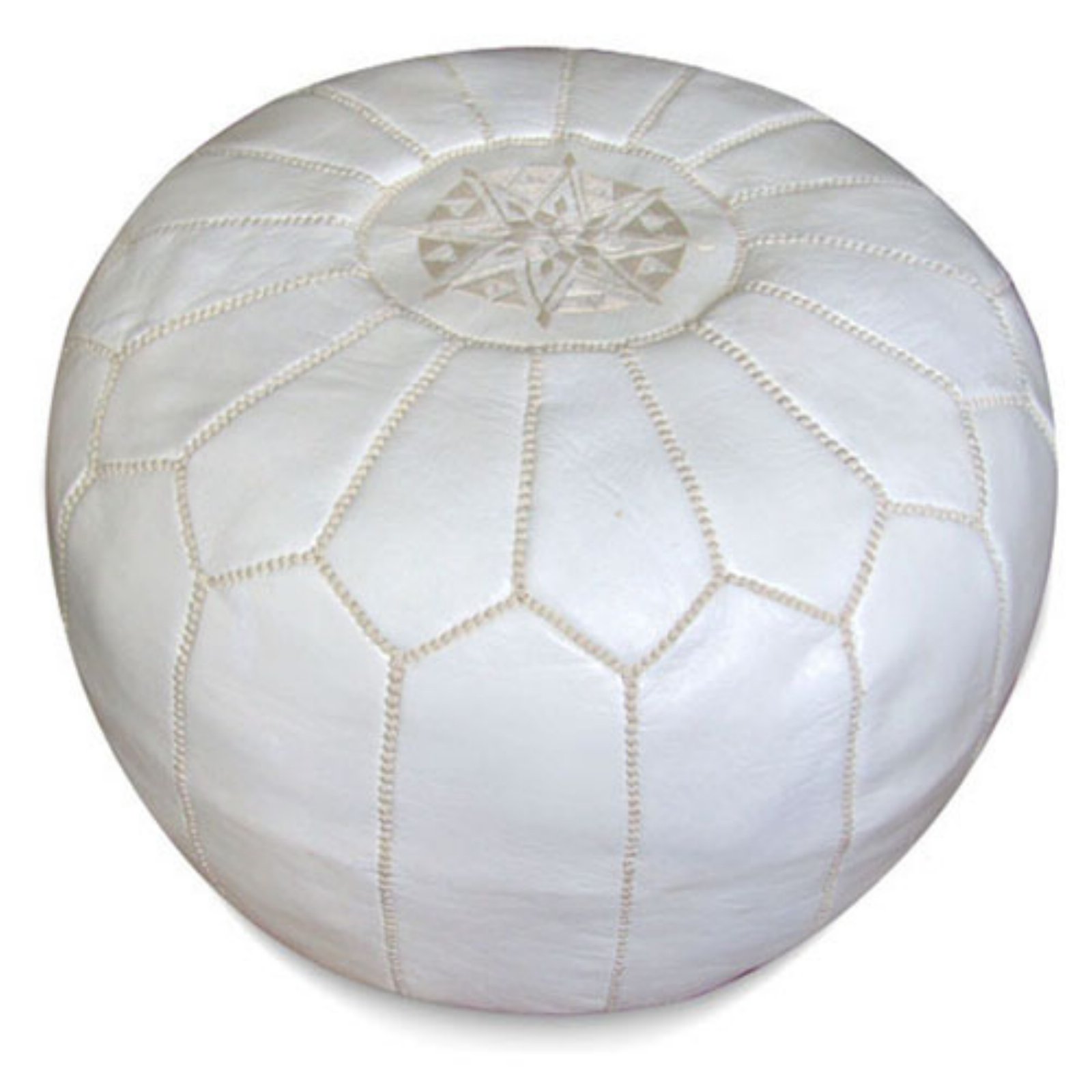Ikram Design Round Moroccan Leather Pouf - image 2 of 4