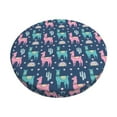 thumbnail image 2 of Round Bar Stool Seat Covers, Сute lamas cactus rainbow navyblue Elastic Round Chair Cover Stool Seat Slipcover Bar Stool Cushions Round Pad for 12-14 inch, 2 of 7
