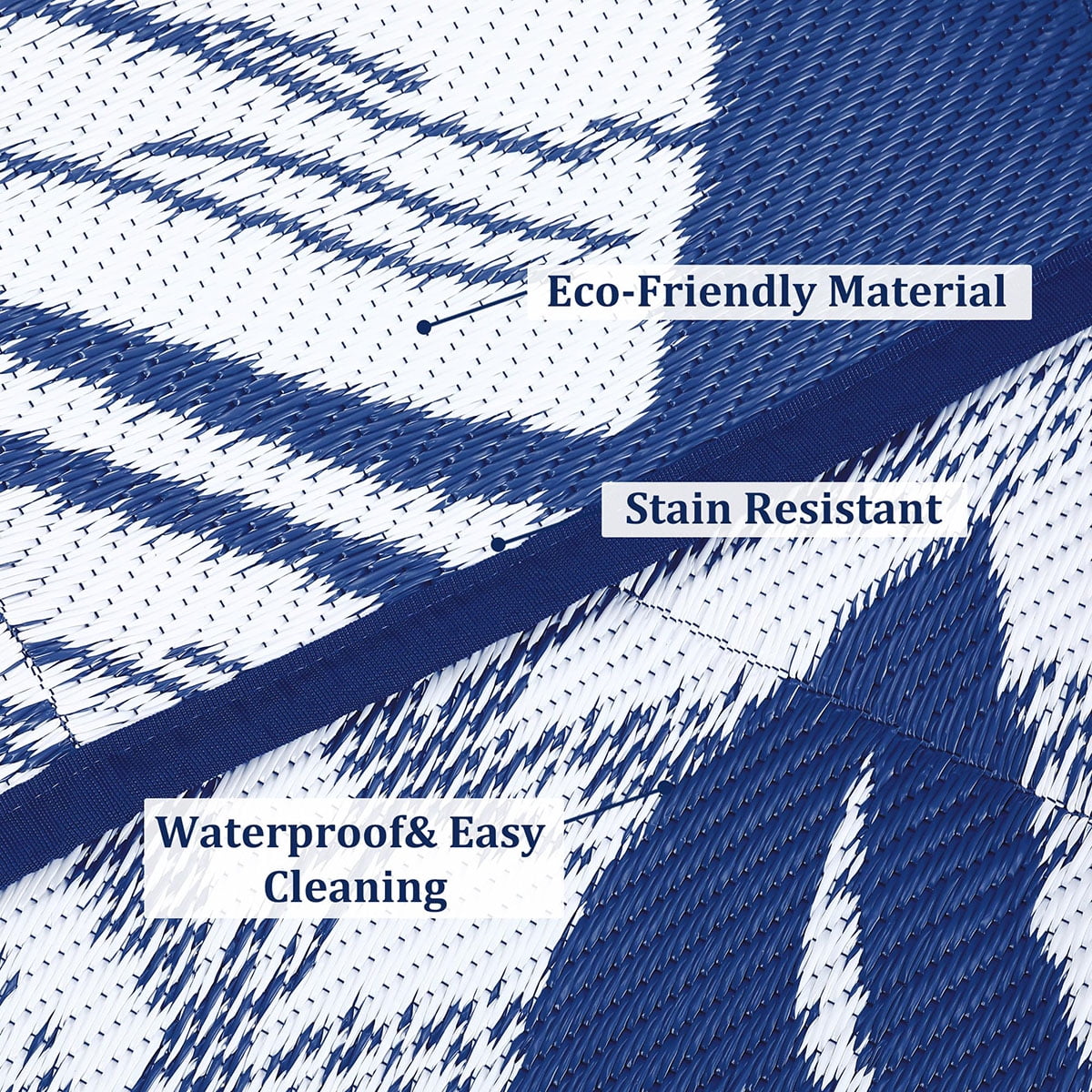 Ataucjin Large Outdoor Rug,8*12ft Waterproof Plastic Straw Rug, Modern Tropics Palm Leaves Camping Rug for Patio, Reversible Mat for Outside Patio RV Porch Deck Balcony