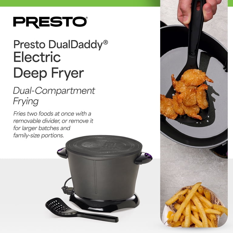 (未使用･未開封品)Dual Daddy Deep Fryer Presto, Electric Deep Fryer, Dual capacity, Nonstick, Black