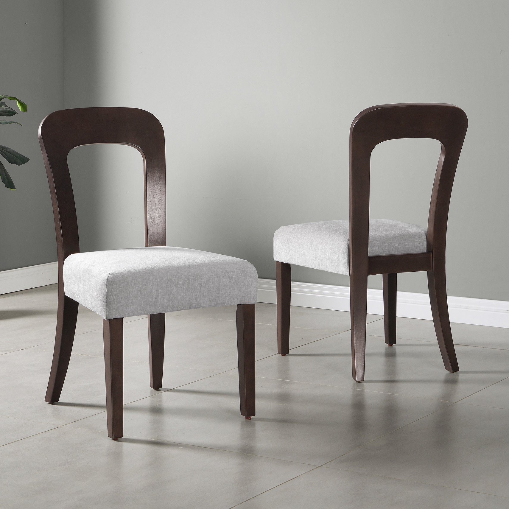 gray fabric upholstered dining chairs product